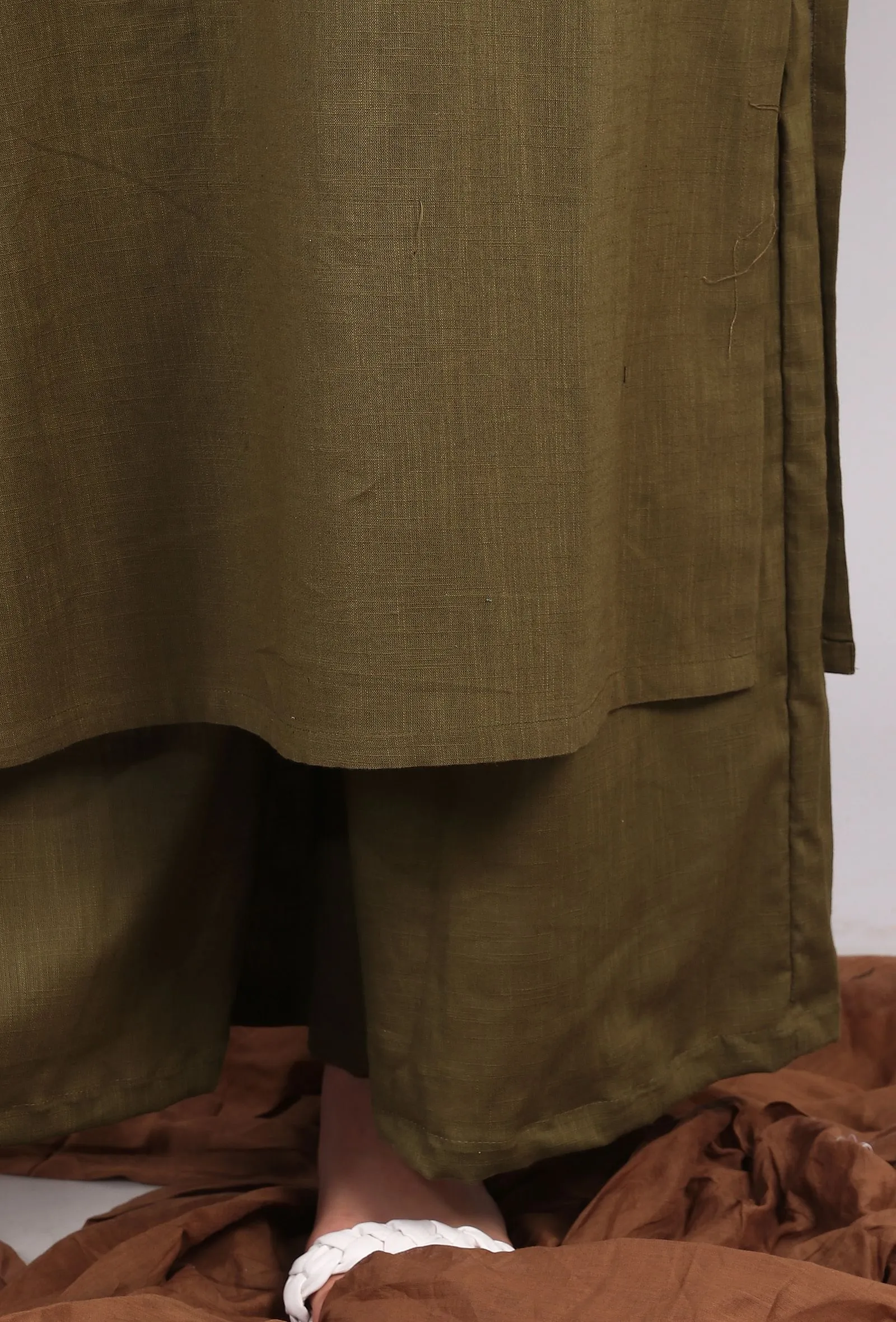 Solid Olive Green Palazzo Pants