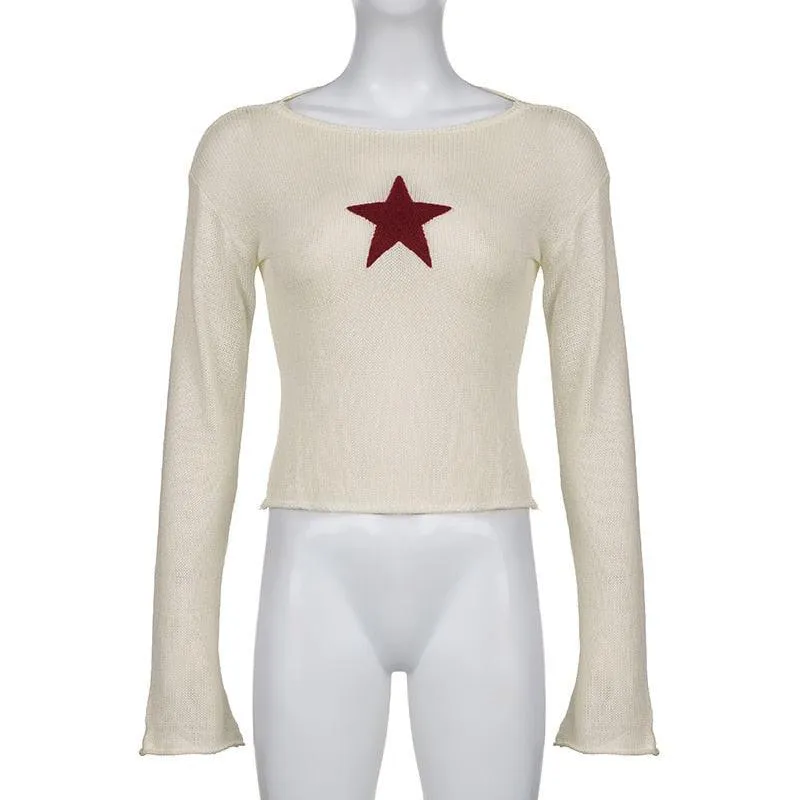 Star Embroidery Knitted Top