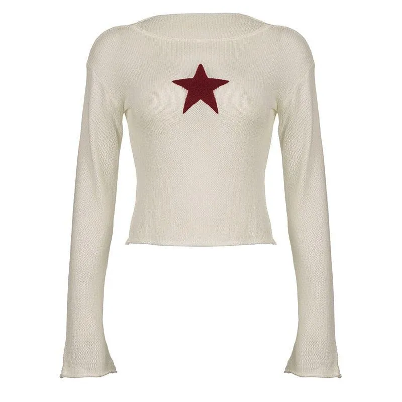 Star Embroidery Knitted Top