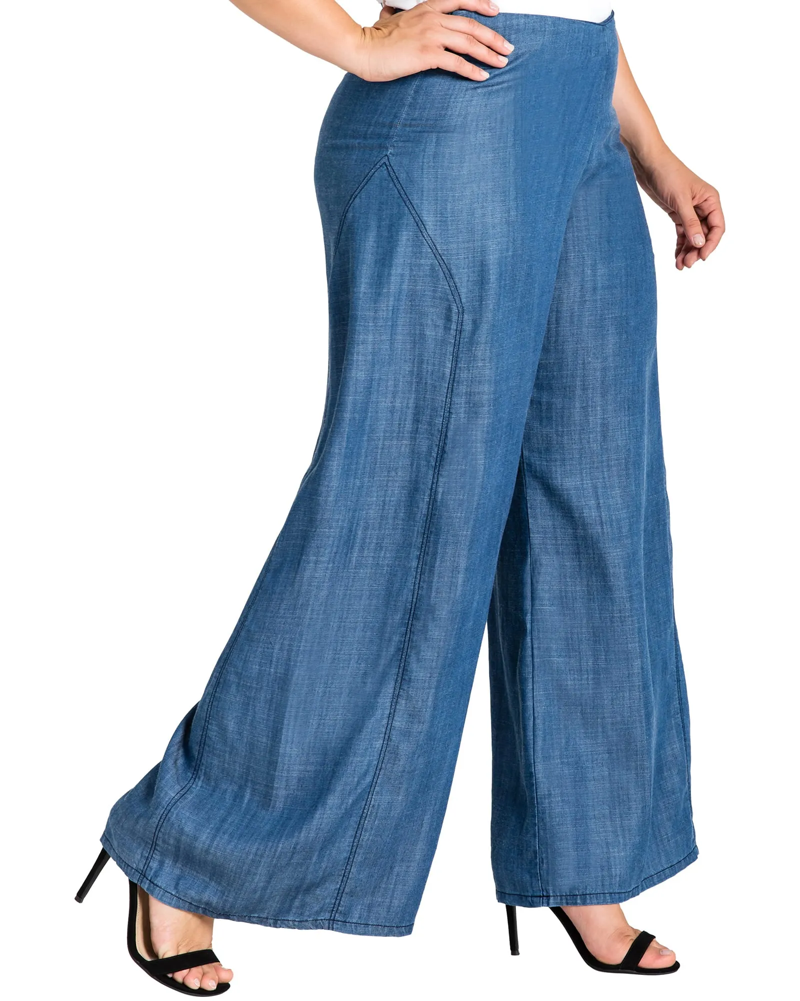 Stella Wide Leg Denim Palazzo Pants | Blue 2988