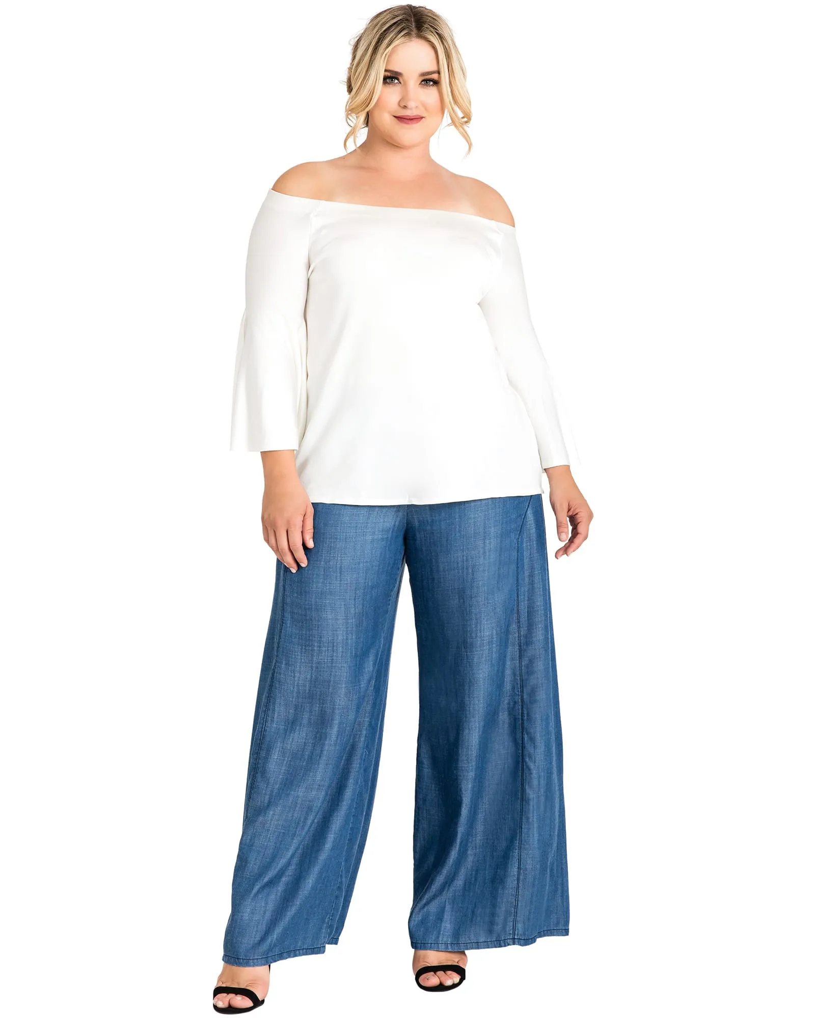 Stella Wide Leg Denim Palazzo Pants | Blue 2988