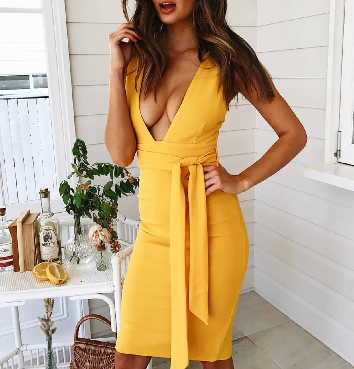 Tasha mango midi dress