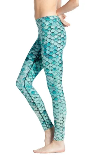 Teal Scales - Full Length Triathlon Leggings - CUSTOM ORDER