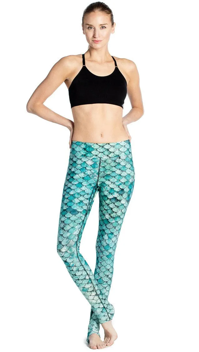 Teal Scales - Full Length Triathlon Leggings - CUSTOM ORDER