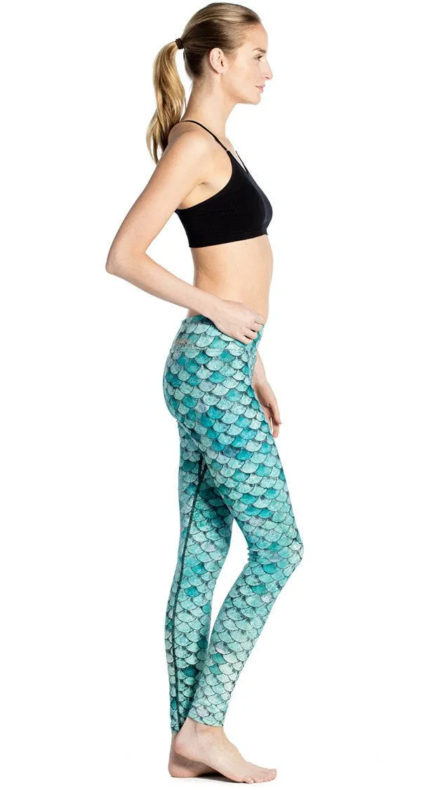 Teal Scales - Full Length Triathlon Leggings - CUSTOM ORDER