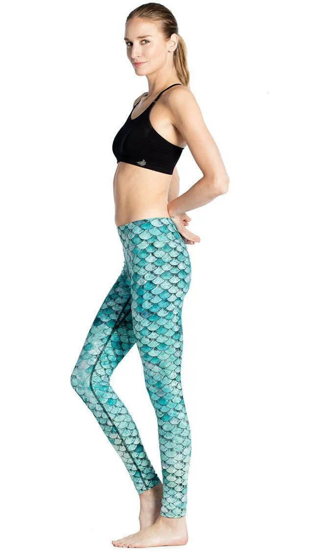 Teal Scales - Full Length Triathlon Leggings - CUSTOM ORDER