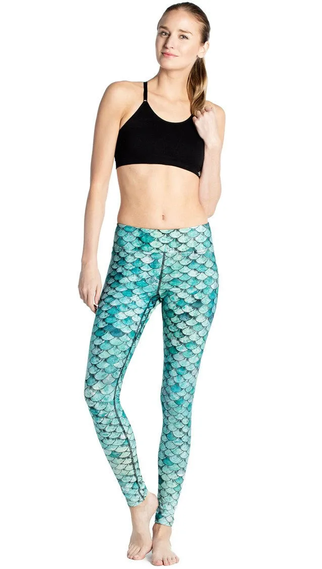 Teal Scales - Full Length Triathlon Leggings - CUSTOM ORDER