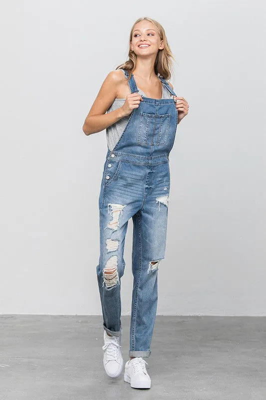 TEEK - MED WASH HEAVY BODY PREMIUM DESTROY OVERALLS