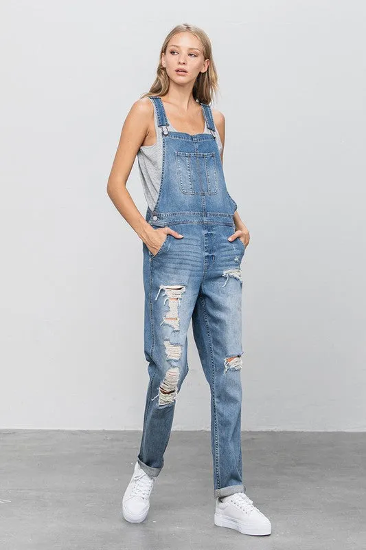 TEEK - MED WASH HEAVY BODY PREMIUM DESTROY OVERALLS