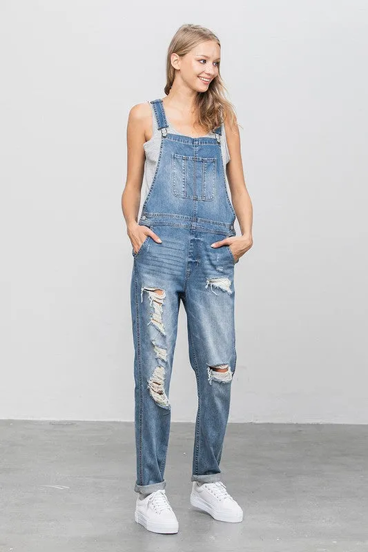 TEEK - MED WASH HEAVY BODY PREMIUM DESTROY OVERALLS