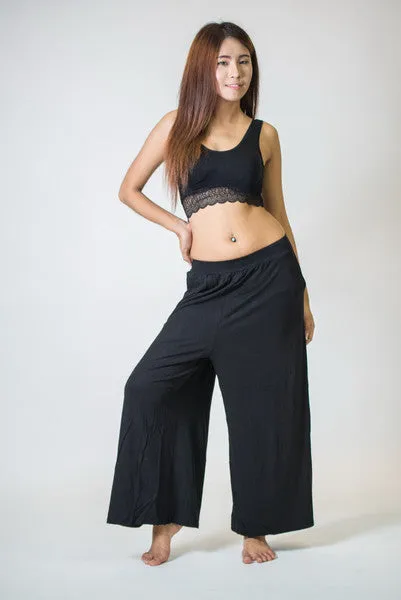 Thai Organic Cotton Wide Leg Palazzo Pants Black