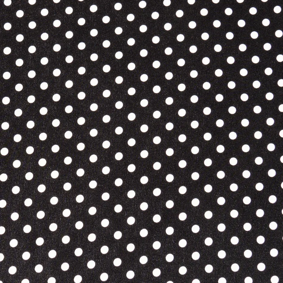 White Geo Spot Printed Black Silk Crêpe de Chine