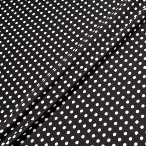 White Geo Spot Printed Black Silk Crêpe de Chine