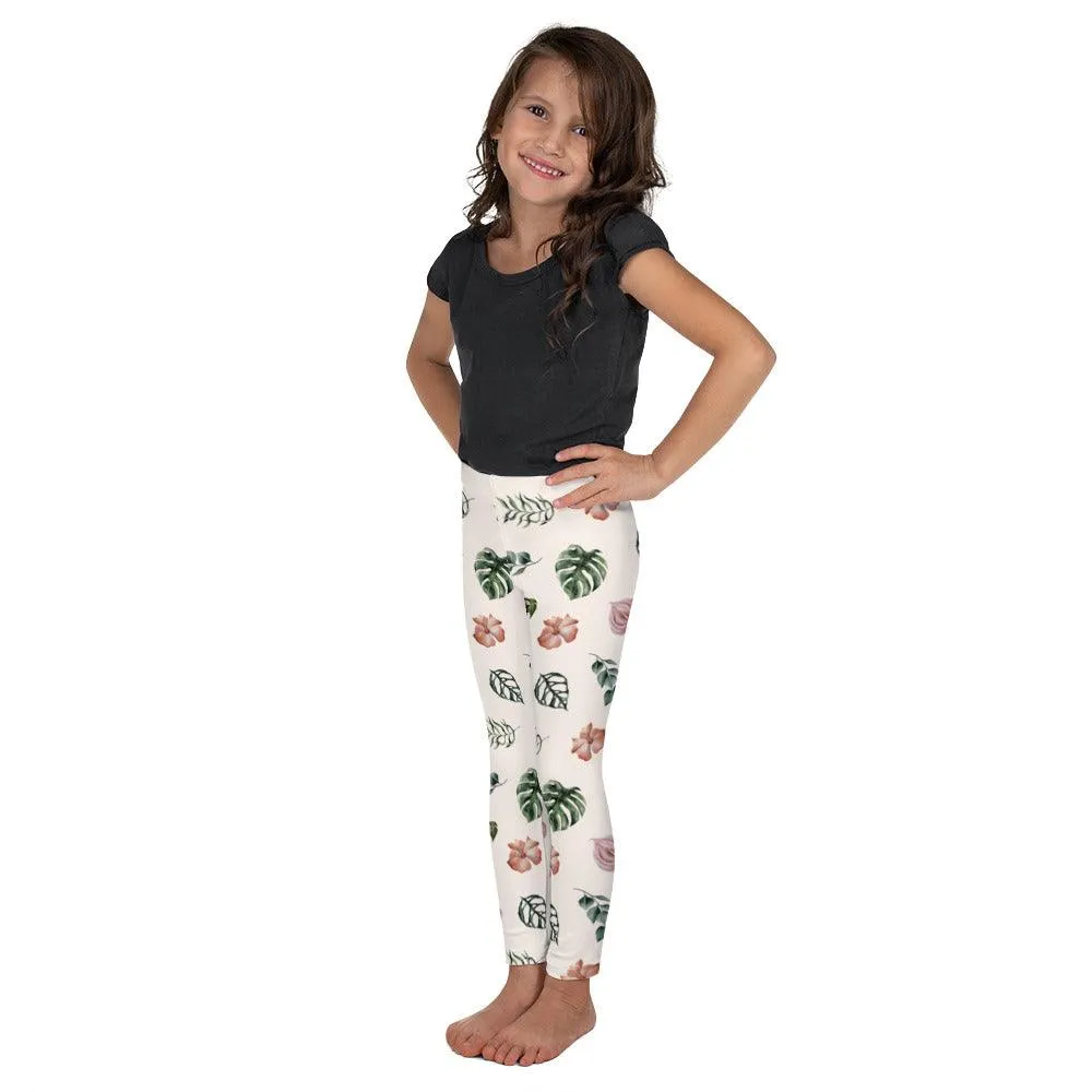 White Jungle Flora Kid's Leggings