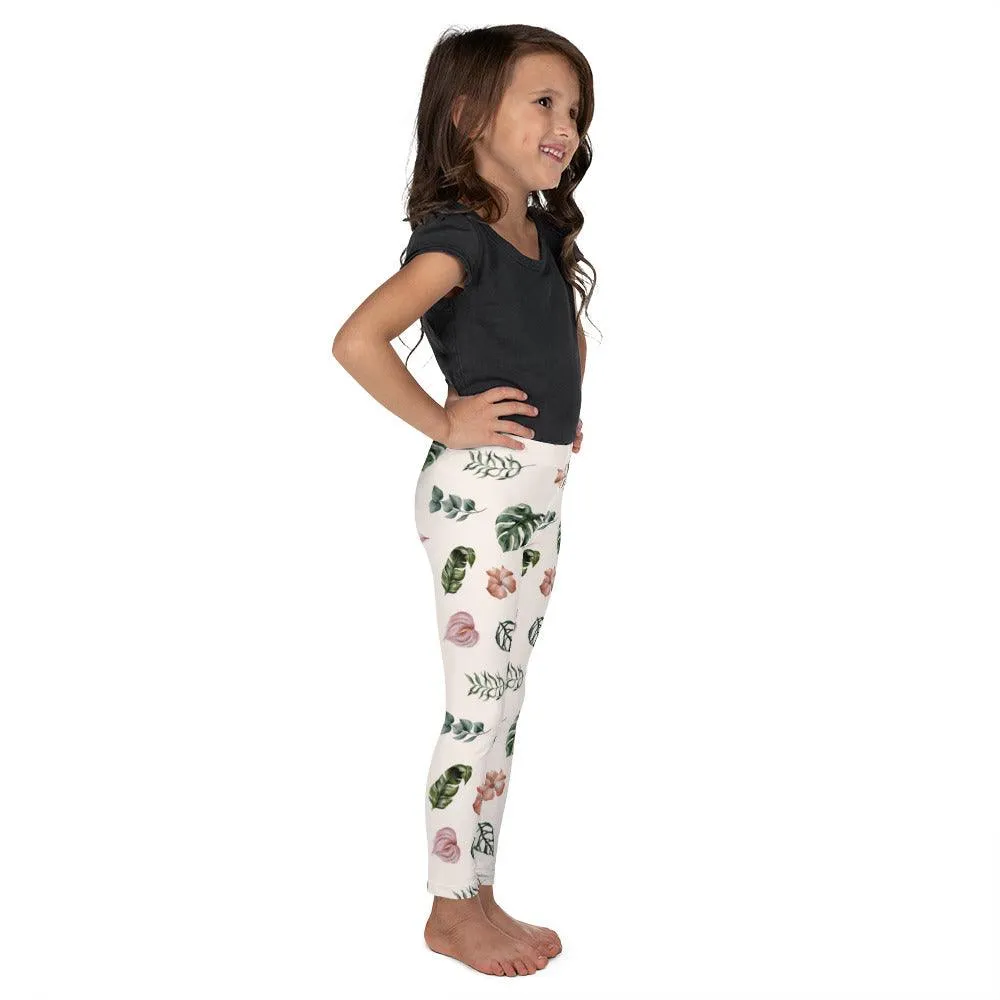 White Jungle Flora Kid's Leggings