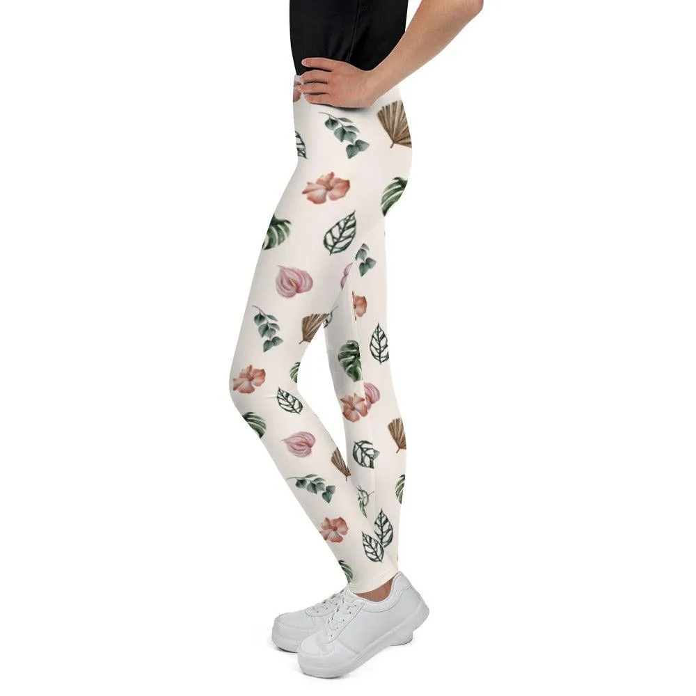 White Jungle Flora Youth Leggings