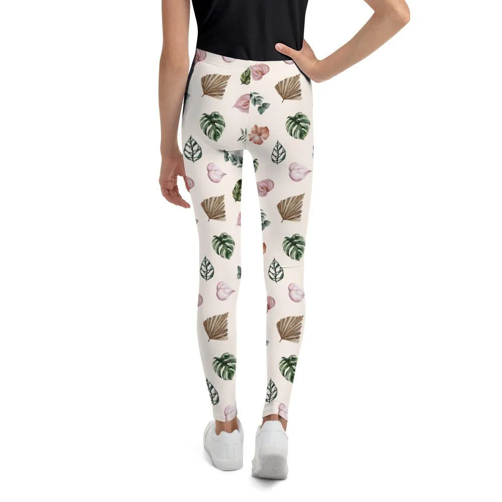 White Jungle Flora Youth Leggings