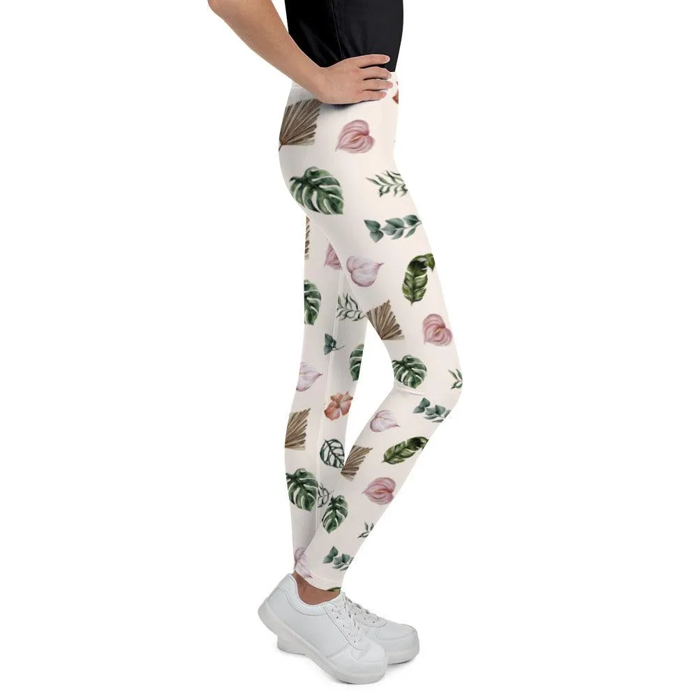 White Jungle Flora Youth Leggings