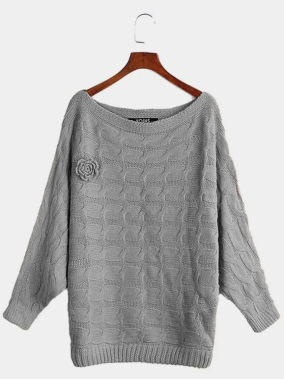 Wholesale Light Grey Asymmetrical Off The Shoulder Long Sleeve Sweaters