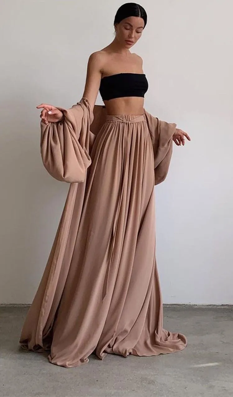 Wide Leg Palazzo Pants & Kimono 3 Piece Set