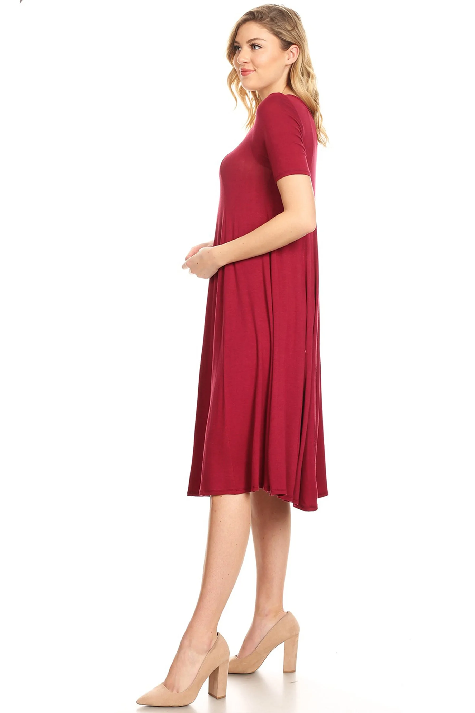 Women's A-Line Short Sleeve Jersey Knit Dress - Comfortable Relaxed Fit (S-3XL)