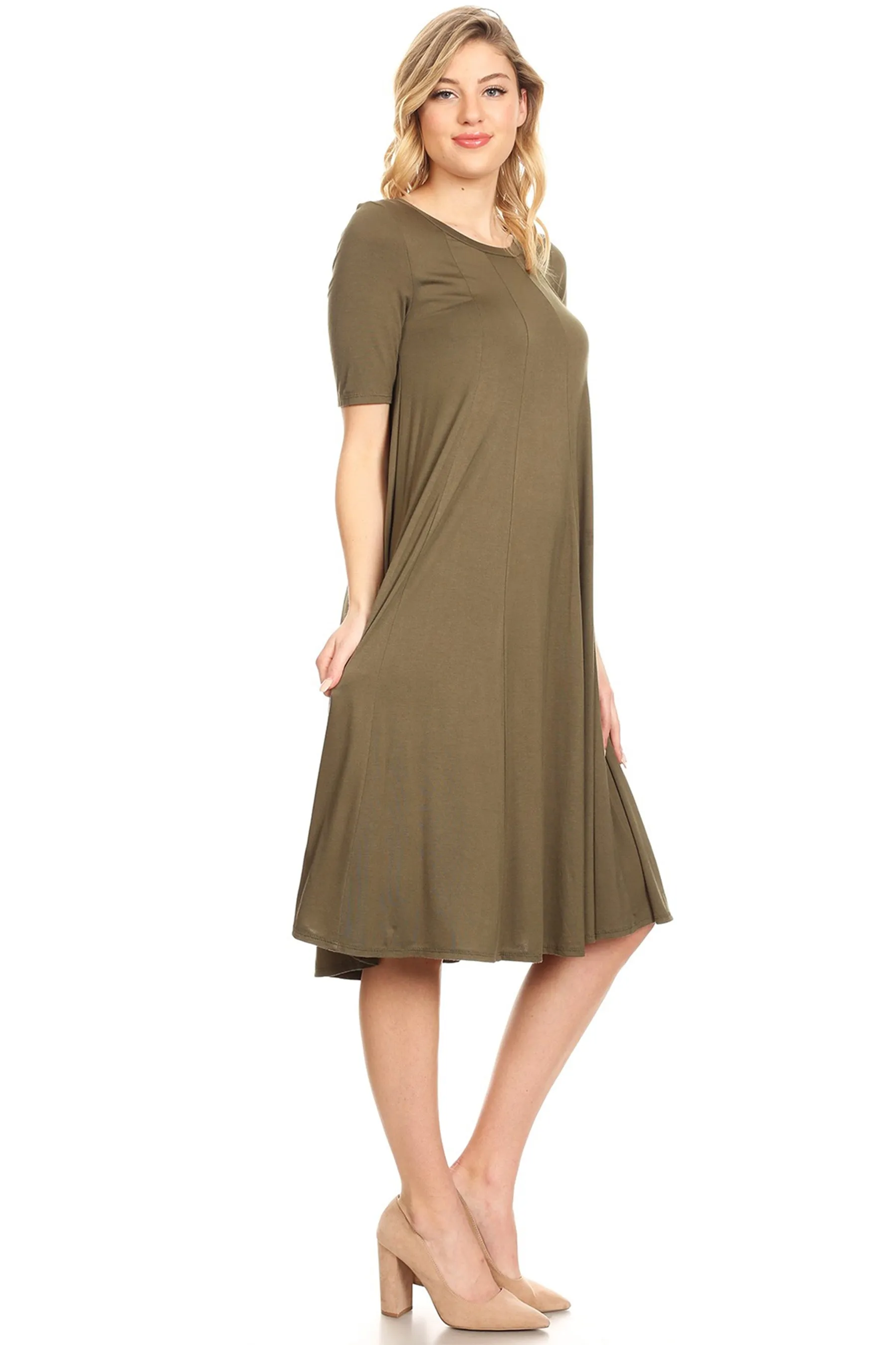 Women's A-Line Short Sleeve Jersey Knit Dress - Comfortable Relaxed Fit (S-3XL)