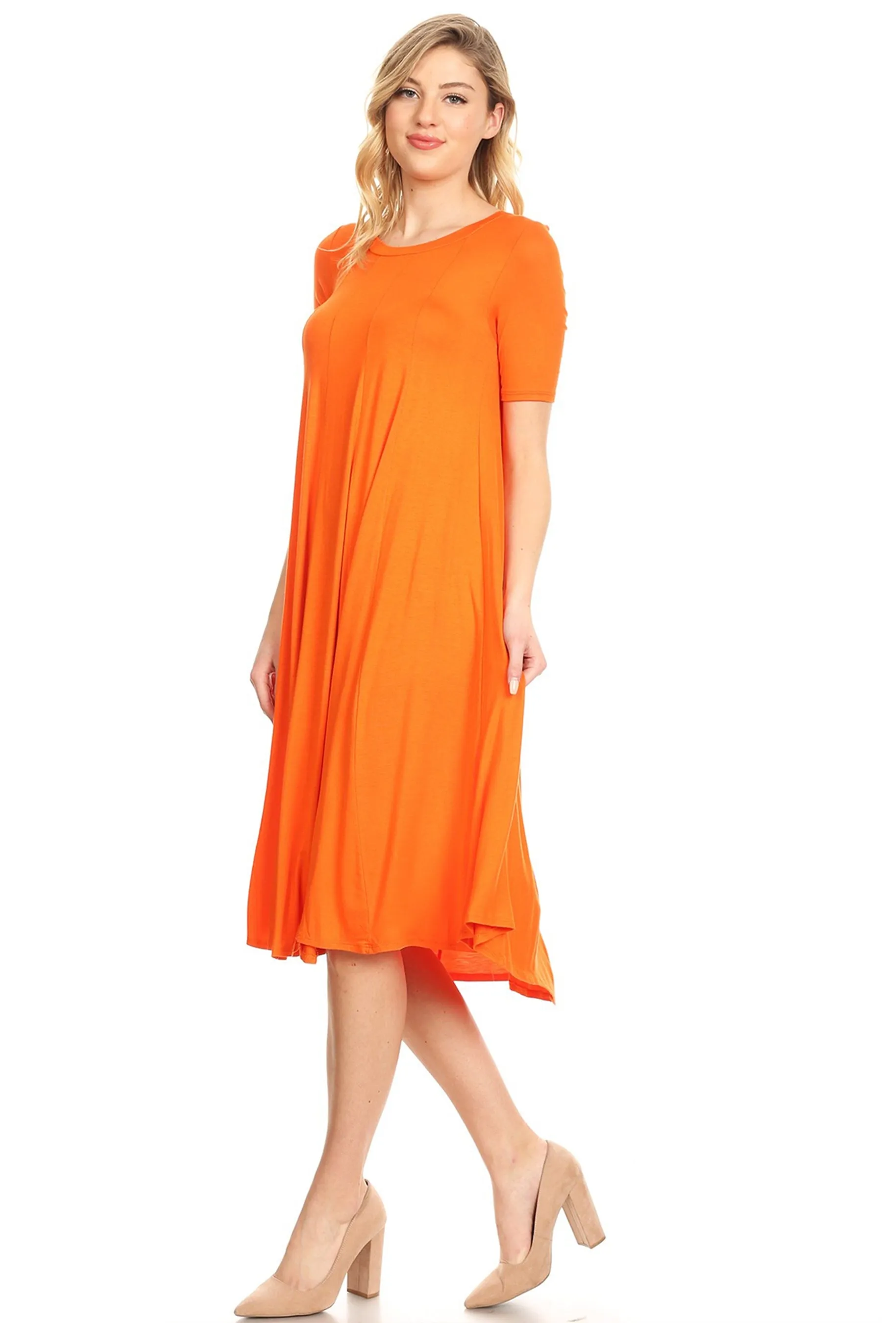 Women's A-Line Short Sleeve Jersey Knit Dress - Comfortable Relaxed Fit (S-3XL)