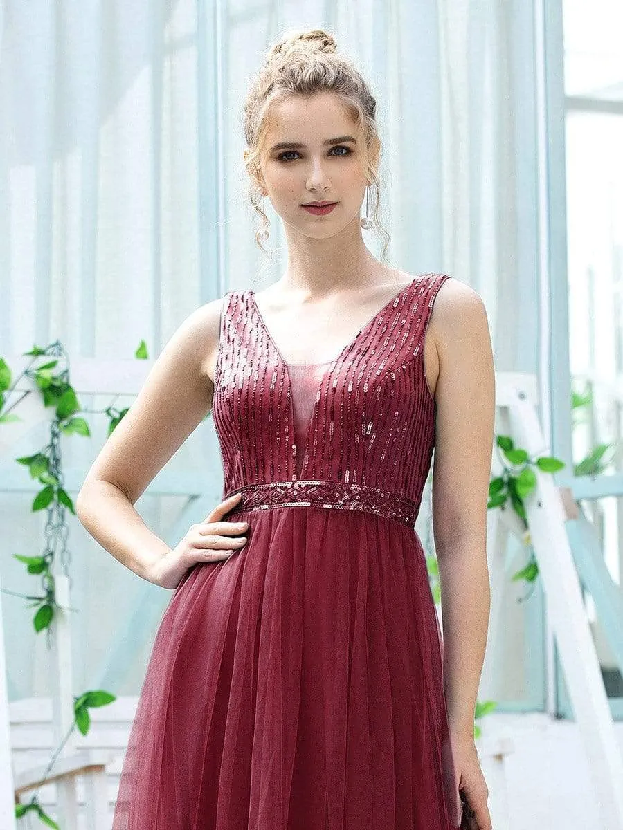 Women's Fashion A-Line Tulle Bridesmaid Dress with Sequin