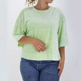 Women's Oversized Short-Sleeve Sweater,Light Green