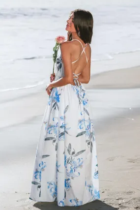 X Madison Beach Wedding Romance Floral Print Backless Dress