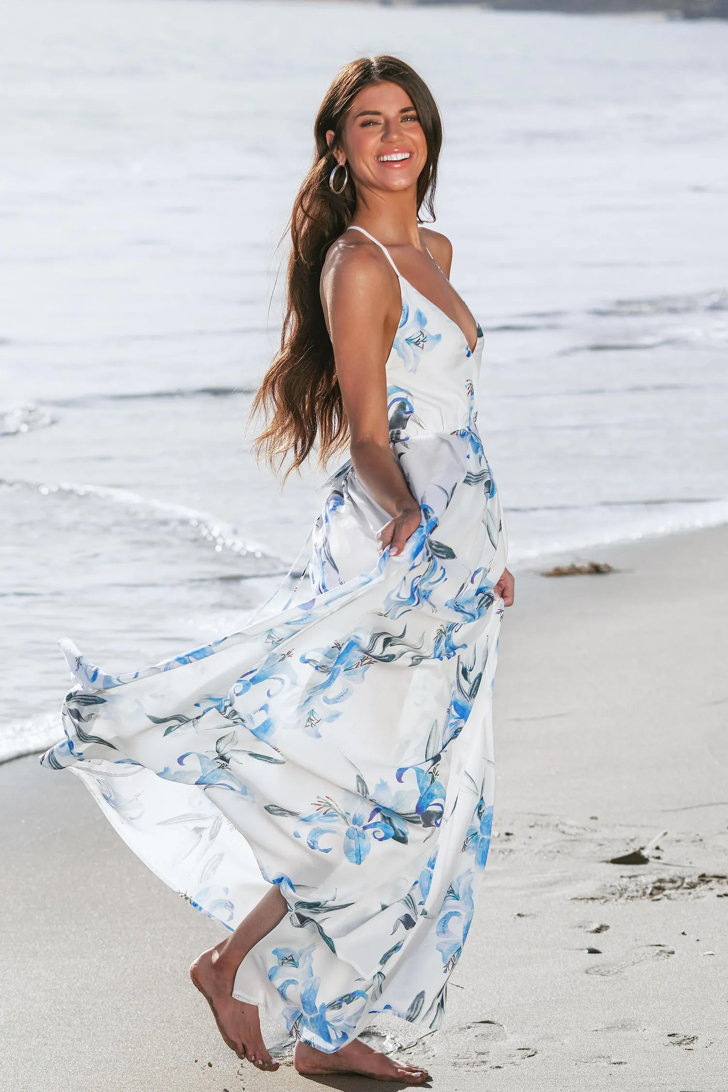 X Madison Beach Wedding Romance Floral Print Backless Dress