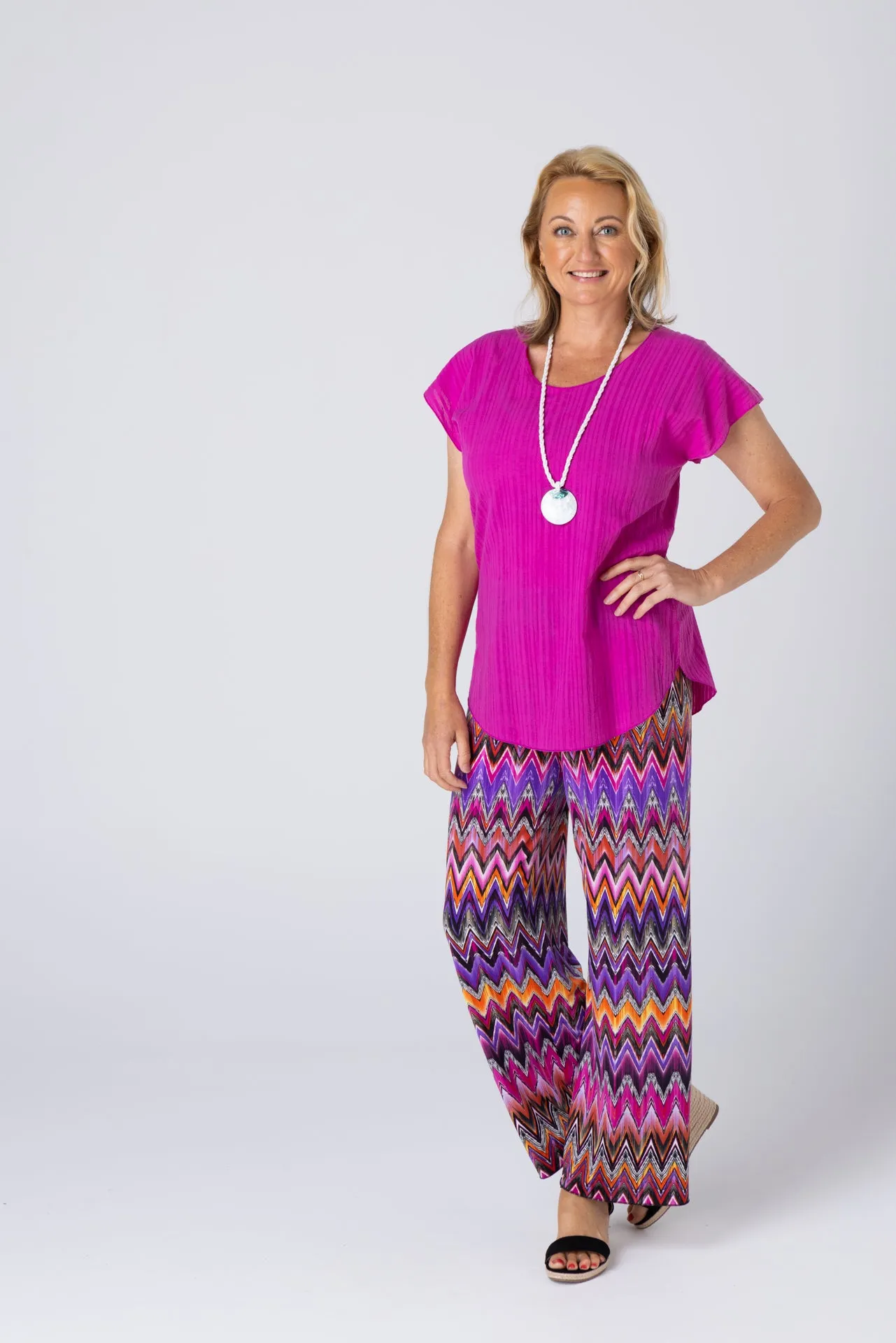 Zag Wide Leg Jersey Palazzo Pants