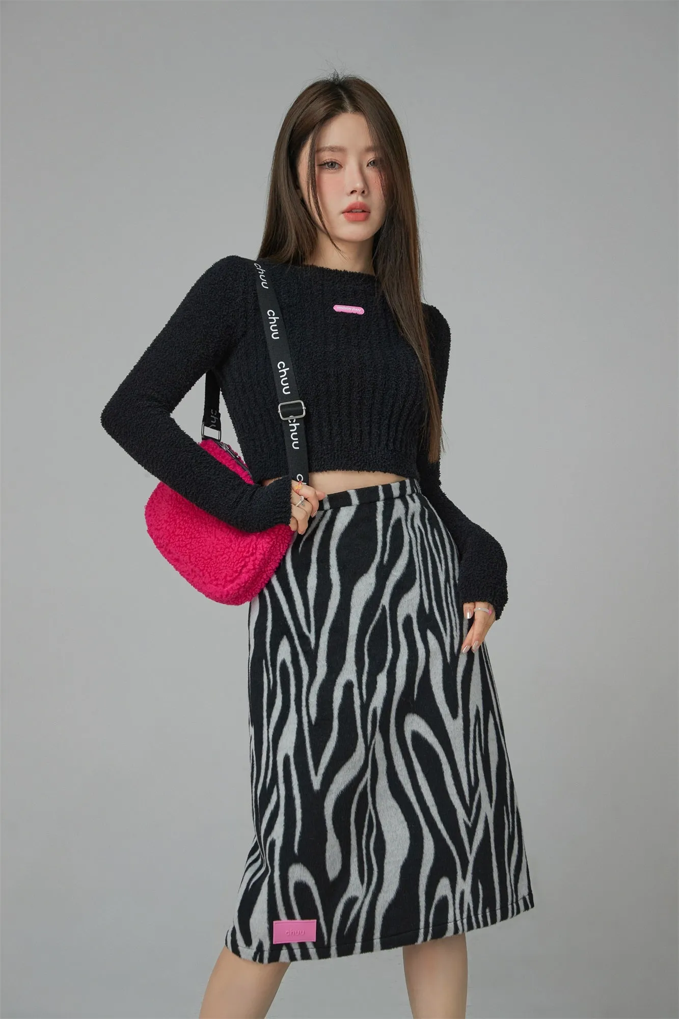 Zebra A-Line Midi Skirt